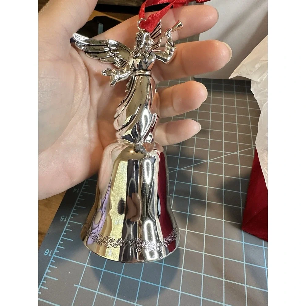 Godinger Angel Bell Ornament Vintage Christmas Angel Silver Plated Bell w Box